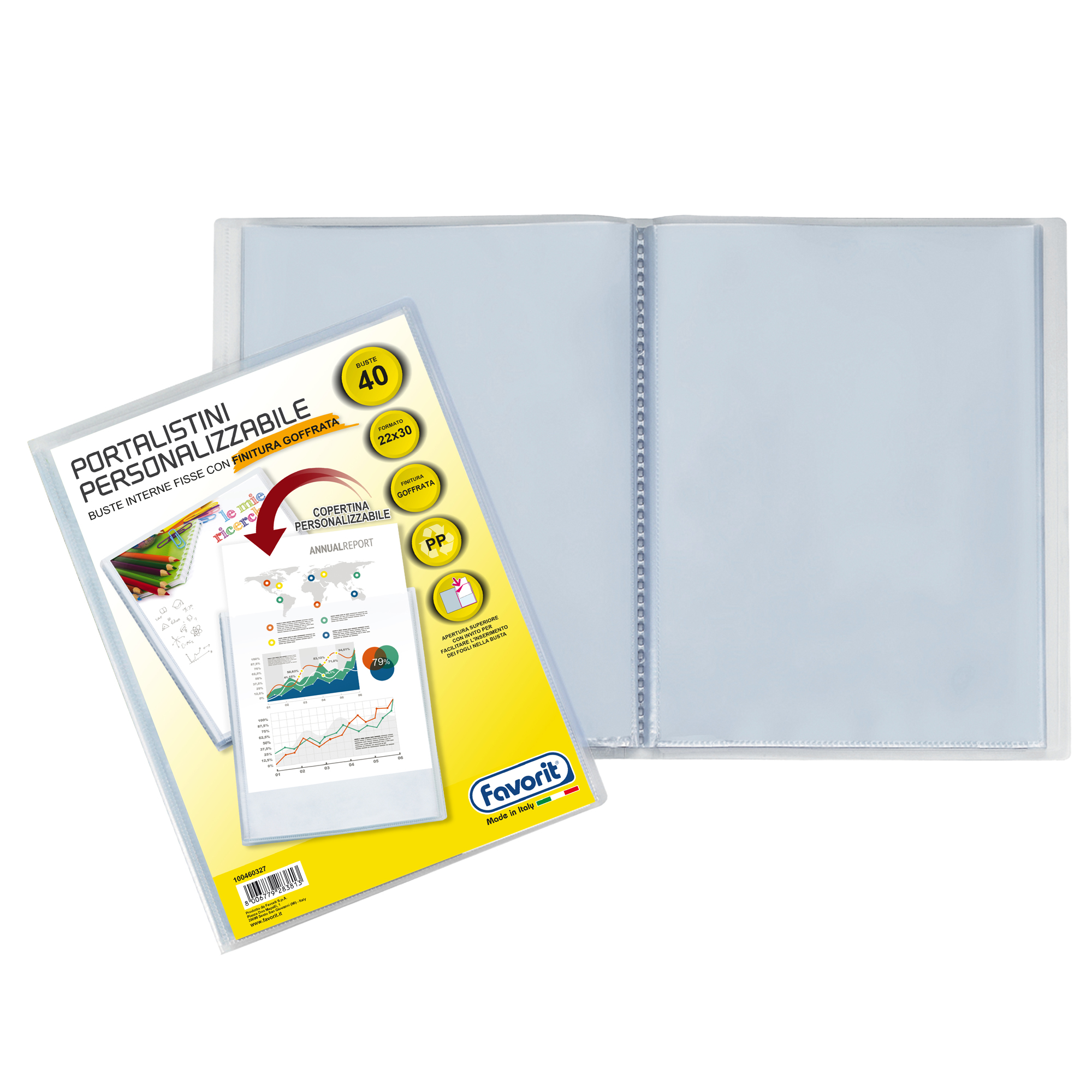 37620 Portalistini personalizzabile Sviluppo - buccia - 22x30 cm - 40 buste - trasparente - Favorit