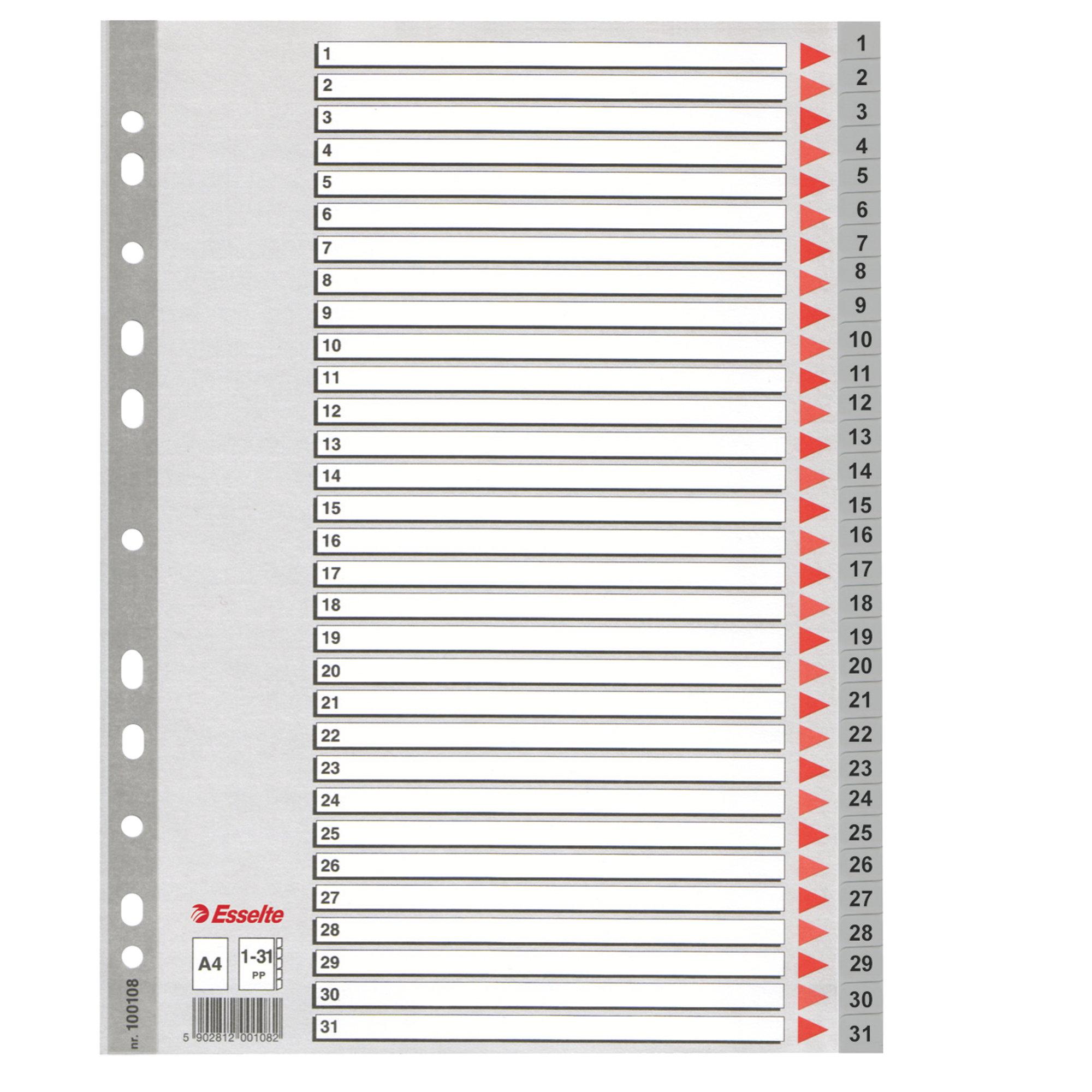 45645 Separatore numerico 1/31 - PP - A4 - grigio - Esselte