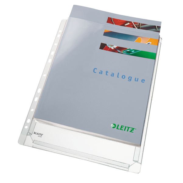 45792 Buste forate con soffietto - 22 x 30 cm - PVC - trasparente - Leitz - conf. 10 pezzi
