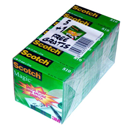 Nastro adesivo Magic 810 - permanente - 19 mm x 33 mt - trasparente - ScotchR - Promo Pack 5+1 rotoli