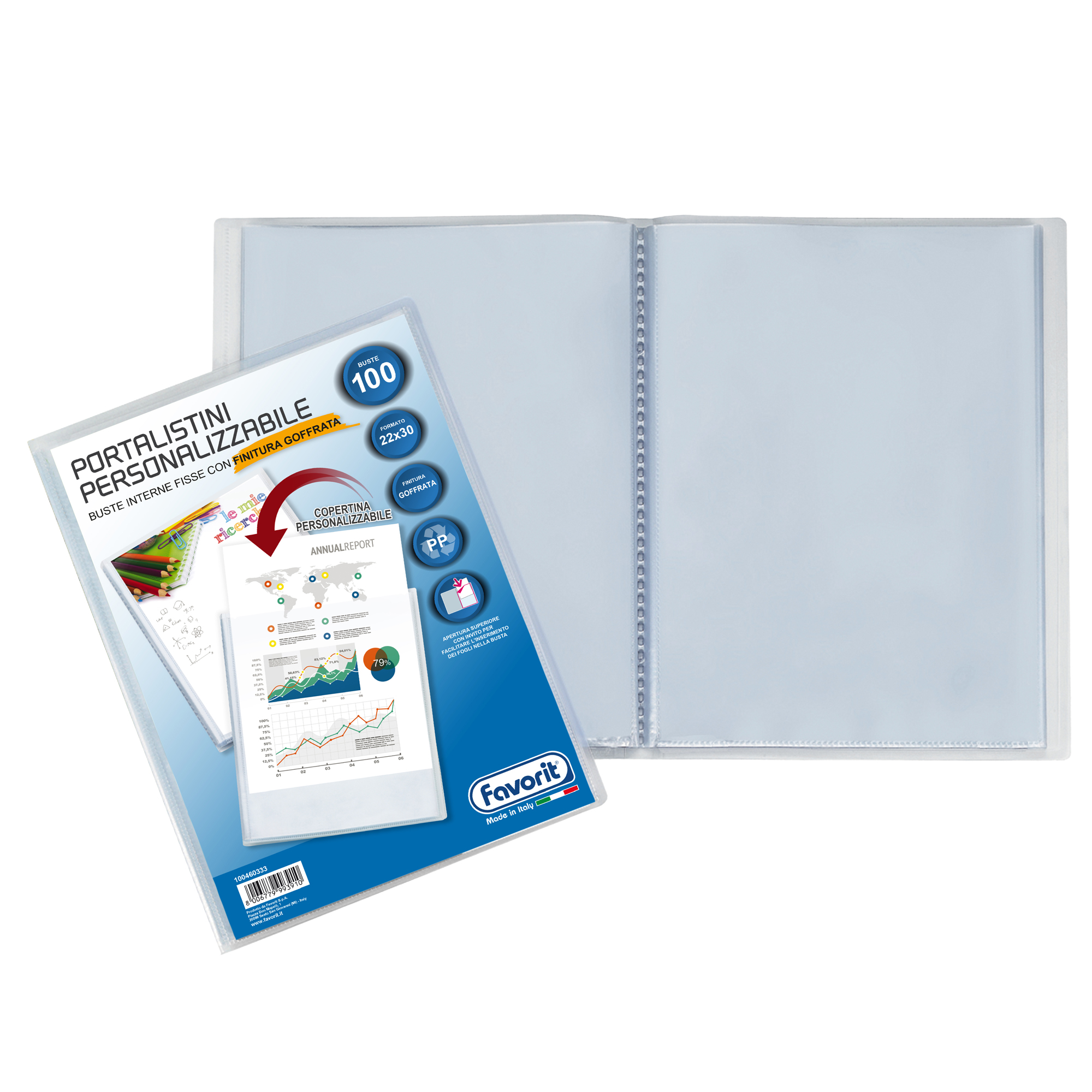 53960 Portalistini personalizzabile Sviluppo - buccia - 22x30 cm - 100 buste - trasparente - Favorit