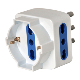59160 Adattatore triplo con spina 2P+T 16A - 2 prese bipasso 10/16A + 1 Schuko - MKC
