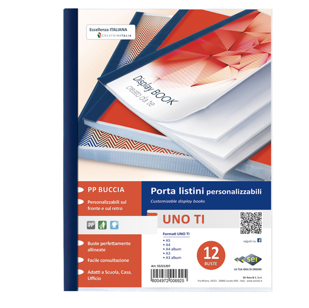 25881 Portalistini personalizzabile Uno TI - 22 x 30 cm - 12 buste - blu - Sei Rota