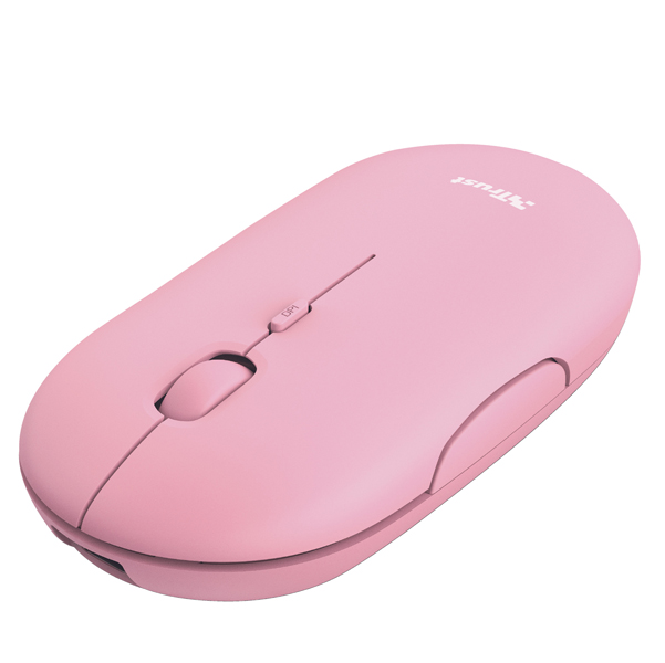 93695 Mouse Puck - ultrasottile - wireless - ricaricabile - rosa - Trust