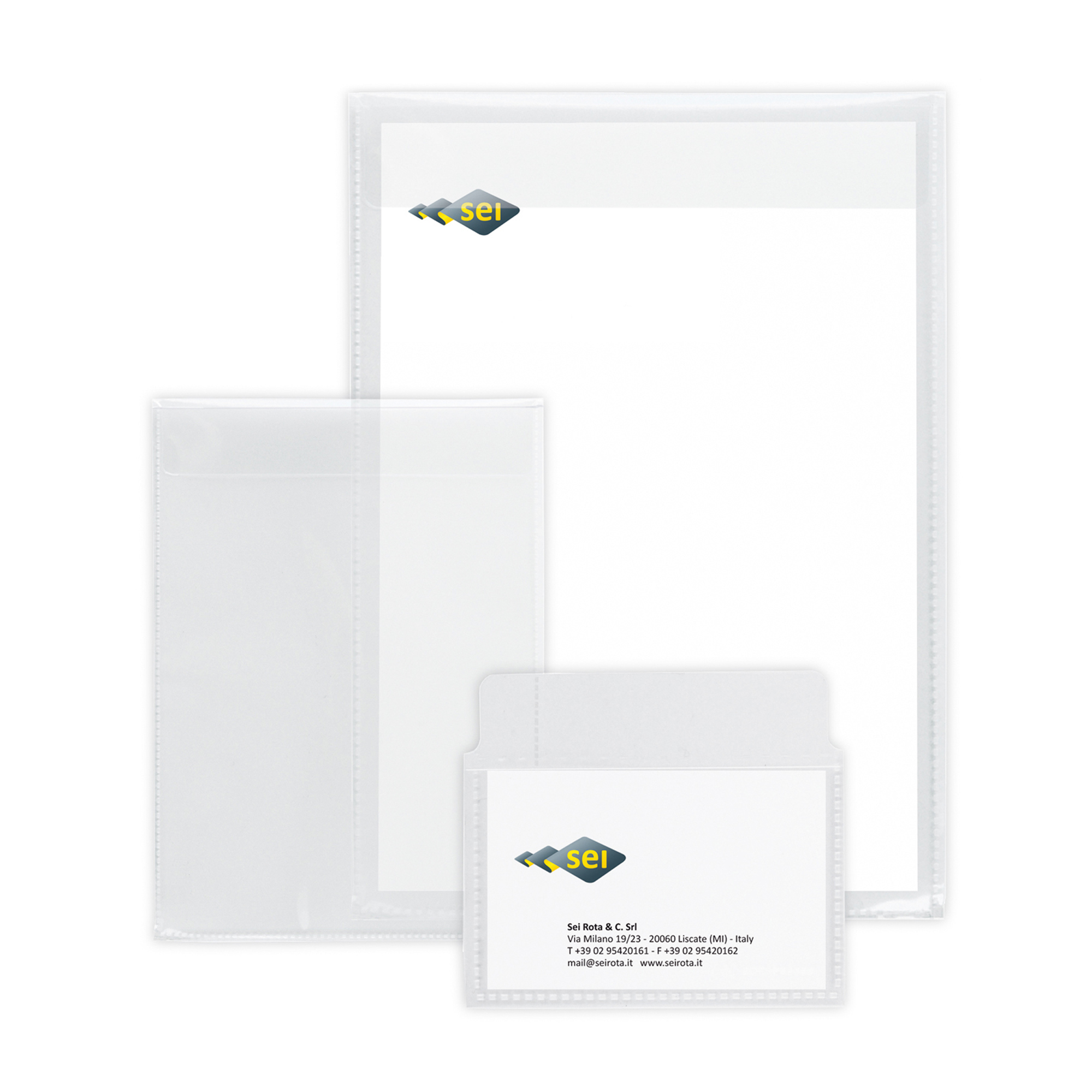 61651 Buste con patella Soft P - PPL - 22 x 30 cm - liscio - trasparente - Sei Rota - conf. 25 pezzi