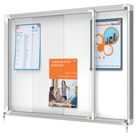 61701 Bacheca per interni - fondo in metallo - 8 fogli A4 - ante scorrevoli - Nobo