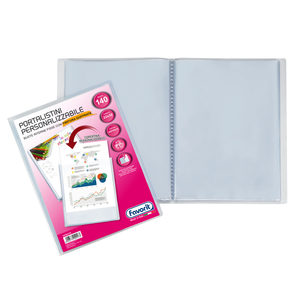 61985 Portalistini personalizzabile Sviluppo - buccia - 22x30 cm - 140 buste - trasparente - Favorit