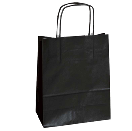 64928 Shopper Twisted - maniglie cordino - 36 x 12 x 41 cm - carta kraft - nero - Mainetti Bags - conf. 25 pezzi