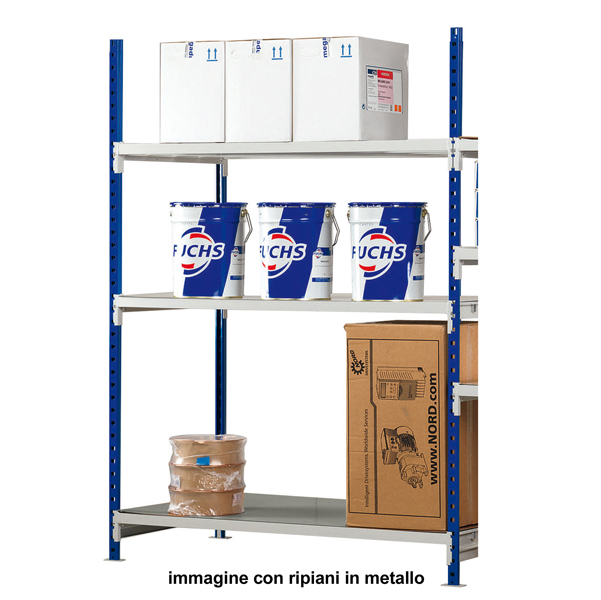 68255_1 Scaffale Rang'Eco 300 - modulo aggiunta - 3 ripiani - portata ripiano 300 kg - 100 x 60 x 200 cm - acciaio - grigio/blu - Paperflow