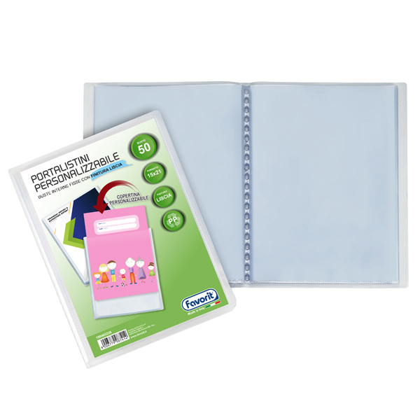 70770 Portalistini personalizzabile Sviluppo - liscio - 15x21 cm - 50 buste - trasparente - Favorit