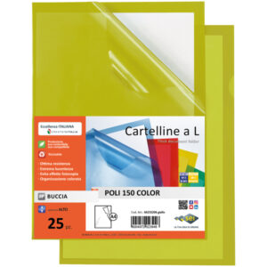 Cartellina a L Poli 150 Color - A4 - PP - buccia pesante - giallo - Sei Rota - conf. 25 pezzi
