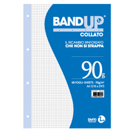 72396 Blocco collato BandUp - fori rinforzati - A4 - quadretto 4mm - 40 fogli - 90gr - BM