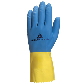 73642 Guanti da lavoro industriale Duocolor 330 - lattice floccato cotone - taglia 09/10 - blu/giallo - Deltaplus