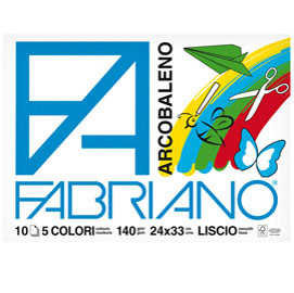76605 Album Arcobaleno - 24 x 33 cm - 10 fogli - 140 gr - 5 colori - Fabriano