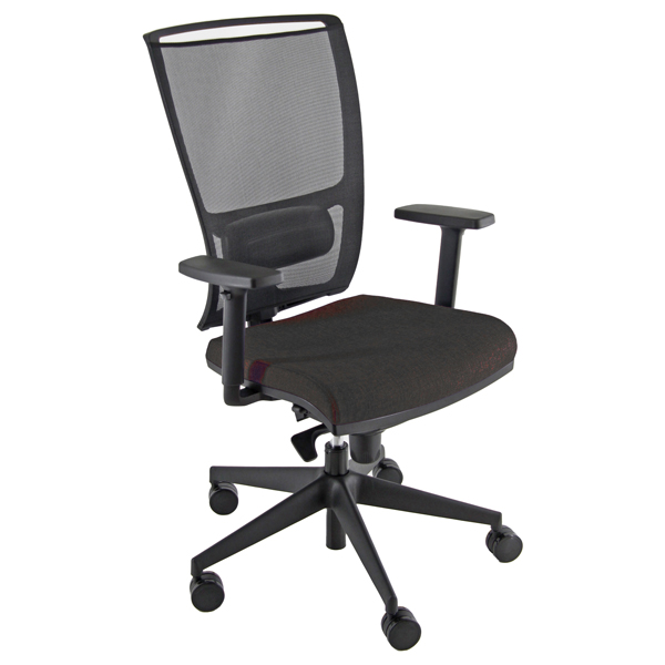 76654 Poltrona semidirezionale Zoea - con ruote e braccioli - schienale rete nero/seduta nero - Unisit