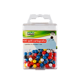 77090 Spilli cartografici a sfera - colori assortiti - Lebez - scatola 100 pezzi