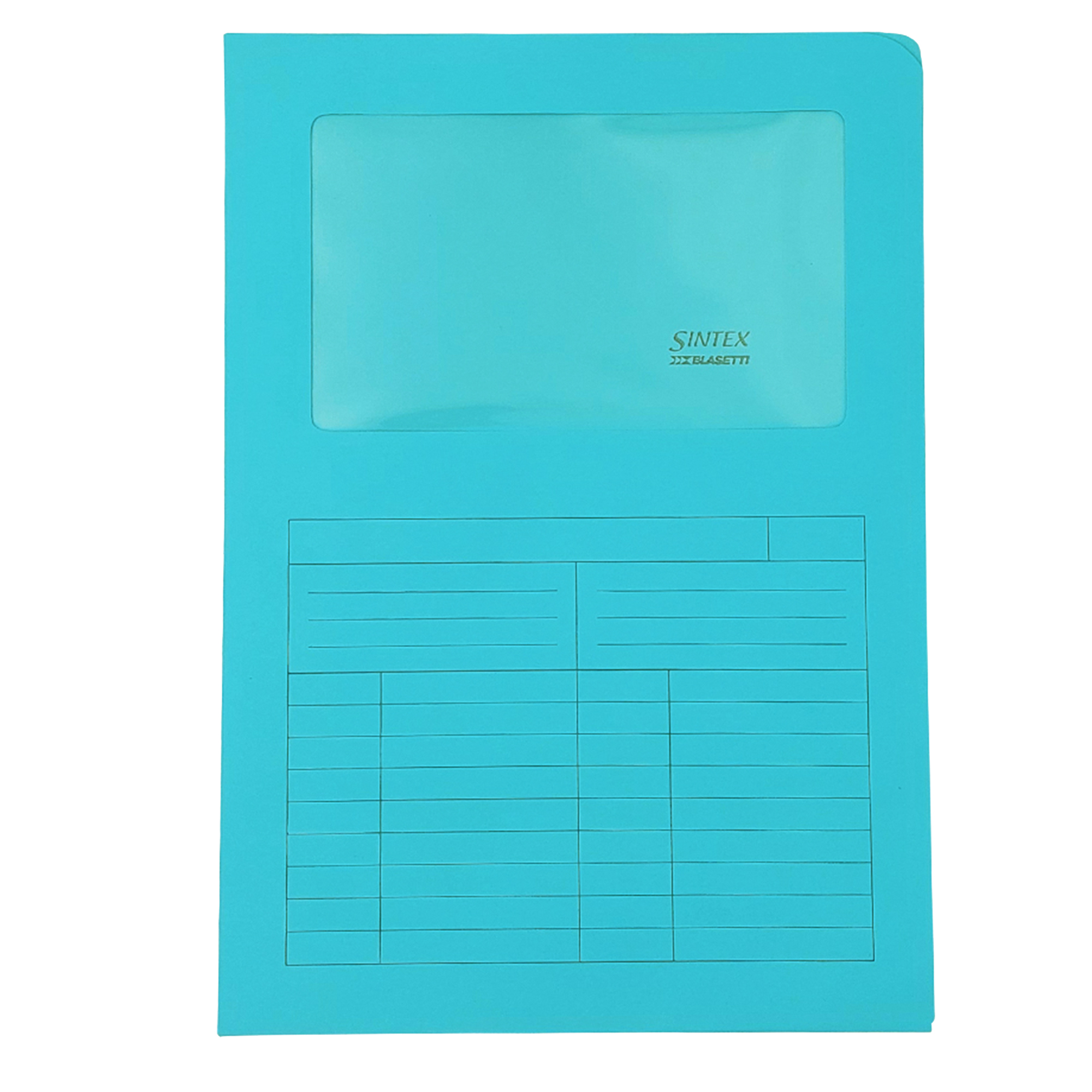 77418 Cartellina a L con finestra Sintex - 120 gr - A4 - acquamarina - Blasetti - conf. 50 pezzi