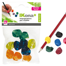79540 Impugnatura per matite - gomma - colori assortiti - IKona+ - conf. 10 pezzi