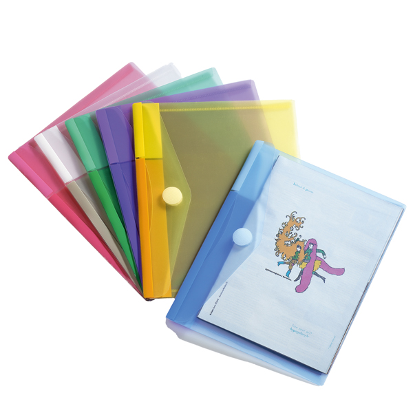 80325 Buste con bottone in velcro - PP - 24 x 19 cm - colori assortiti - Djois - conf. 6 pezzi
