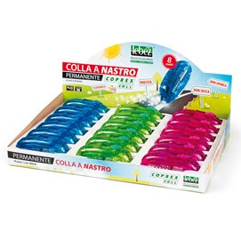 80867 Colla a nastro Coprex - permanente - 6 mm x 8 mt - Lebez - expo 18 pezzi