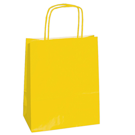 82239 Shopper Twisted - maniglie cordino - 14 x 9 x 21 cm - carta kraft - giallo - Mainetti Bags - conf. 25 pezzi