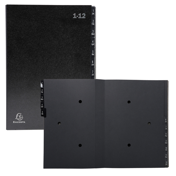 82455 Classificatore numerico 1/12 Ordonator - 25x33 cm - nero - Exacompta