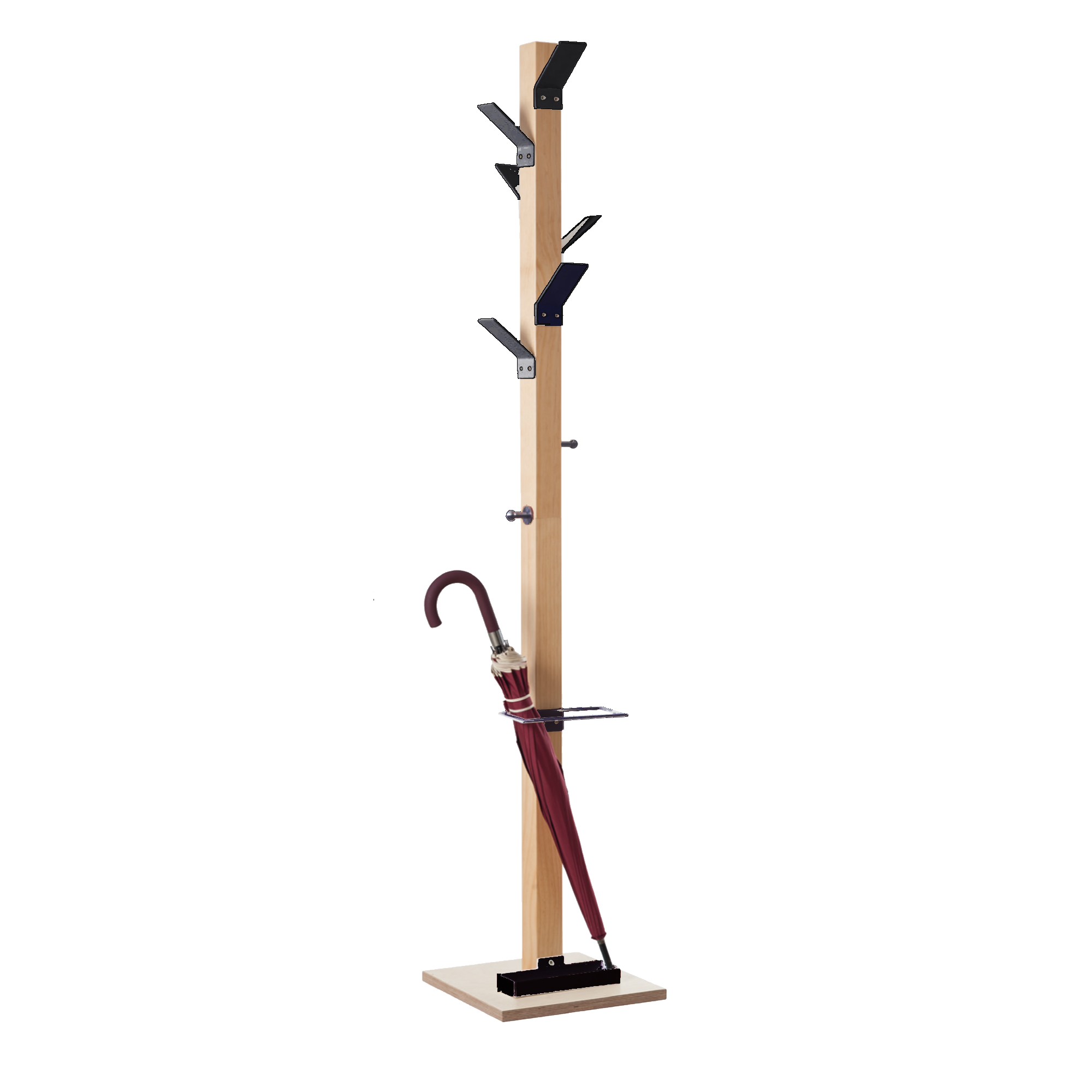 82973 Appendiabiti Easycloth - con portaombrelli - 6 posti - 35 x 35 x 180 cm - legno/nero - Paperflow