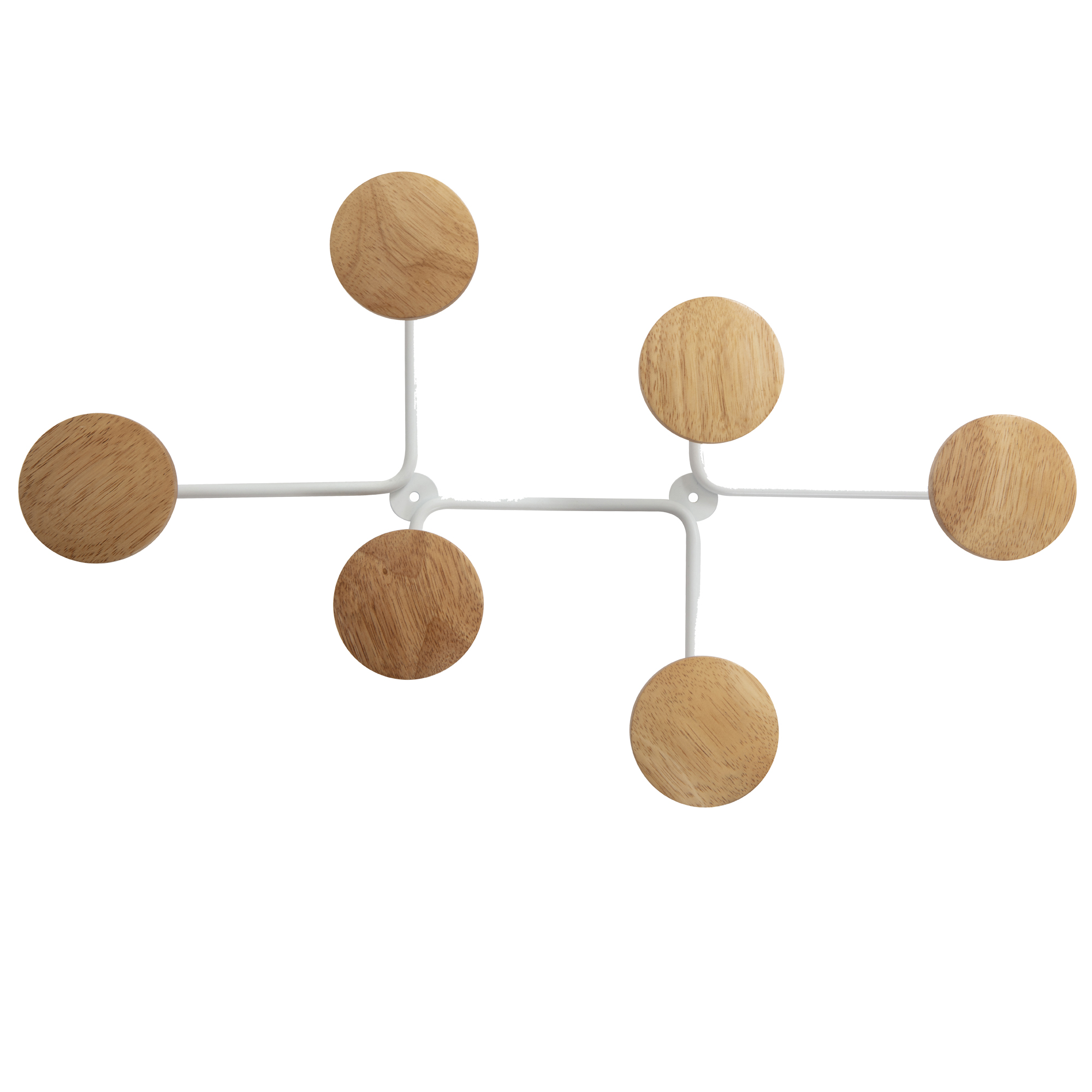 86617 Appendiabiti da muro - 6 posti - 12 x 28 x 7 cm - metallo/legno - bianco - Alba