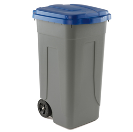 86731 Bidone mobile - con chiusura a clip - 49x54x85 cm - 100 L - grigio/blu - Mobil Plastic