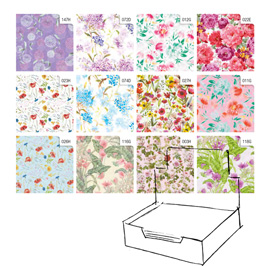 88307 Carta regalo - raso - Fiori - 70 x 100 cm - Rex Sadoch - scatola 100 fogli