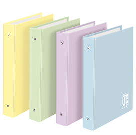 89454 Raccoglitore One Color - A4 - 4 anelli tondi 30 mm - dorso 4 cm - colori assortiti pastello - Blasetti