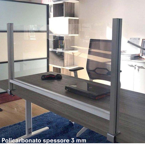 90448 Schermo protettivo - da scrivania - con morsetto in alluminio - 60 x 102 cm - Studio T