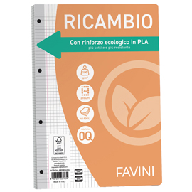 90737 Ricambi c/rinforzo ecologico - A4 - 100gr - 40 fg - 5mm c/margine - Favini