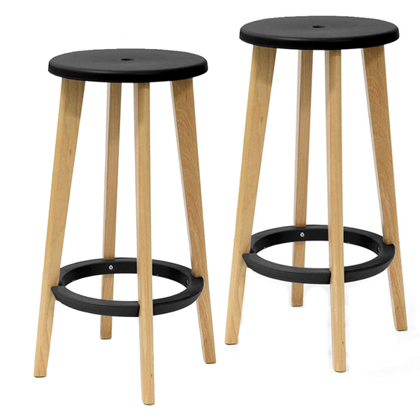 92343 Sgabelli Woody - nero / faggio - Paperflow - set 2 pezzi