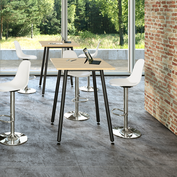 92434_1 Tavolo alto Skinny Metal - 80 x 80 x 105 cm - nero/rovere