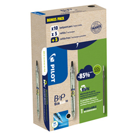 94296 Penna a sfera scatto B2P Ecoball BeGreen - punta 1.0 mm - 10 refill B2P inclusi - nero - Pilot - conf. 10 pezzi