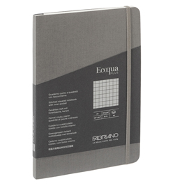 Taccuino Ecoqua Plus - con elastico - rilegatura cucita - A5 - 5 mm - 80 fogli - artracite - Fabriano