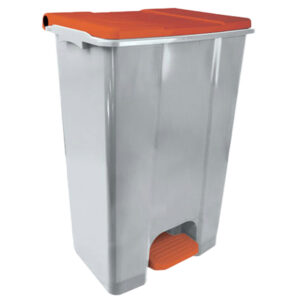 Contenitore mobile Ecoconti - a pedale - 80 L - plastica riciclata - grigio/rosso - Medial
