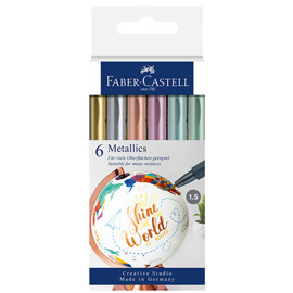 98447 Marcatori - colori assoriti metallics - Faber-Castell - conf. 6 pezzi