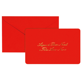 Biglietto natale con busta - 9 x 14 cm - stampa oro - rosso - Rex Sadoch