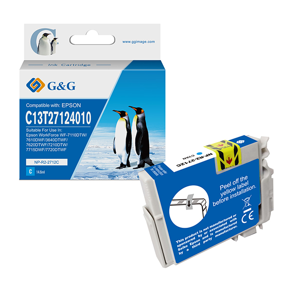 GGNINKE2712 G&G - Cartuccia ink Compatibile per Epson WorkForce WF-3620DWF/WF-7110DTW/WF-7620DTWF - Ciano
