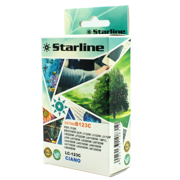 SSTINKB123C Starline - Cartuccia ink - per Brother - Ciano - LC123C - 10ml