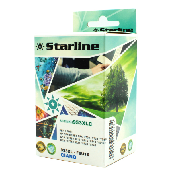 SSTINKH953XLC Starline - Cartuccia ink Compatibile - per HP 953XL - Ciano - HPF6U16AE - 953XL 26ml