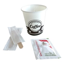 Serving kit - 50 bicchierini + 50 bustine zucchero + 50 palettine - FPP