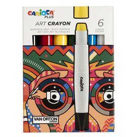 100222 Pastello a cera Art Crayon - Ø 10 mm x 138 mm - colori assortiti - Carioca Plus - conf. 6 pezzi