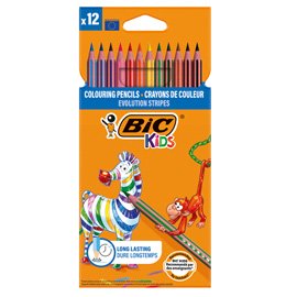 100741 Matita colorata Evolution Stripes - colori assortiti - Bic - conf. 12 pezzi