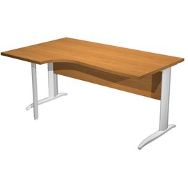 100848 Scrivania Compact Sinistro Easy - 160 x 60/80/100 cm - Noce chiaro/grigio alluminio