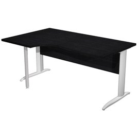 100850 Scrivania Compact Sinistro Easy - 160 x 60/80/100 cm - Nero venato/grigio alluminio