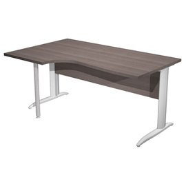 100853 Scrivania Compact Sinistro Easy - 160 x 60/80/100 cm - Frassino toscano/grigio alluminio