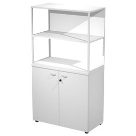 Libreria media metal + armadio basso Essence - 90 x 46 x 165 cm - Bianco/bianco/bianco/bianco